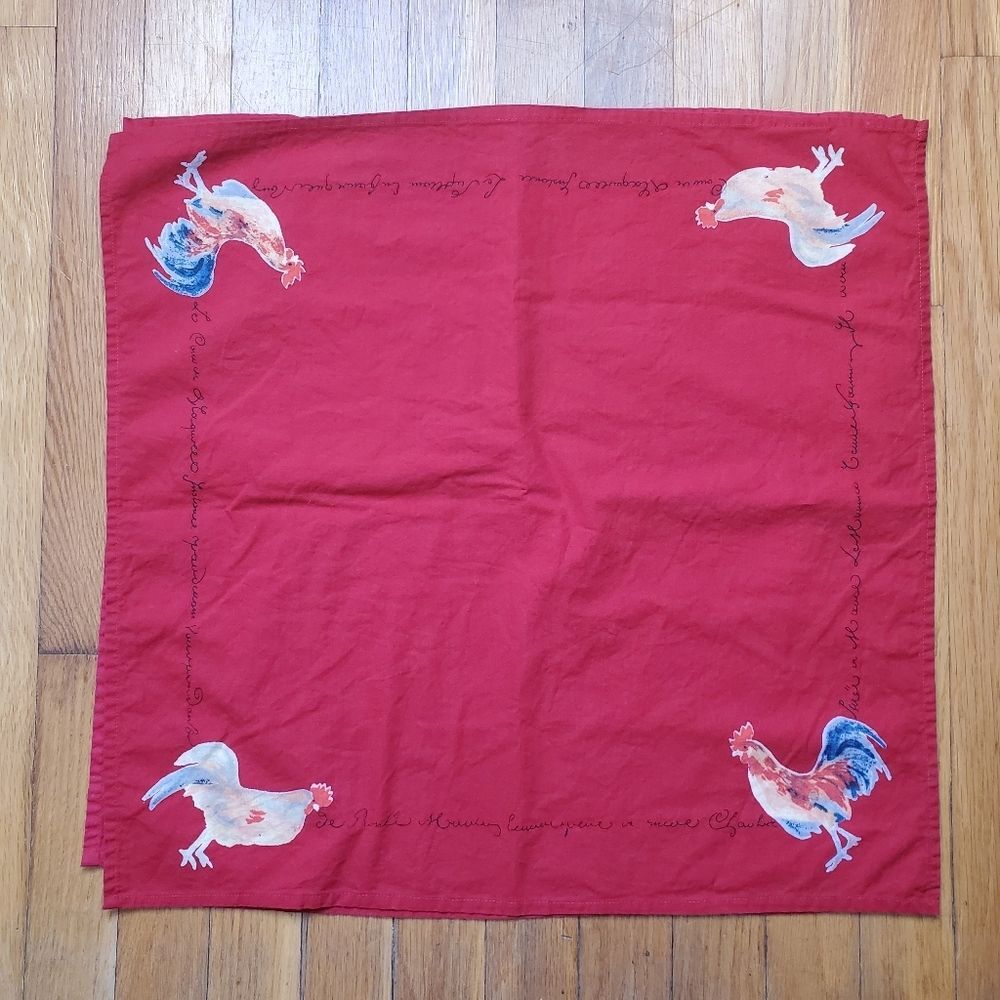 Williams Sonoma rooster French print cotton napkins‎ 20 x 20 (3)